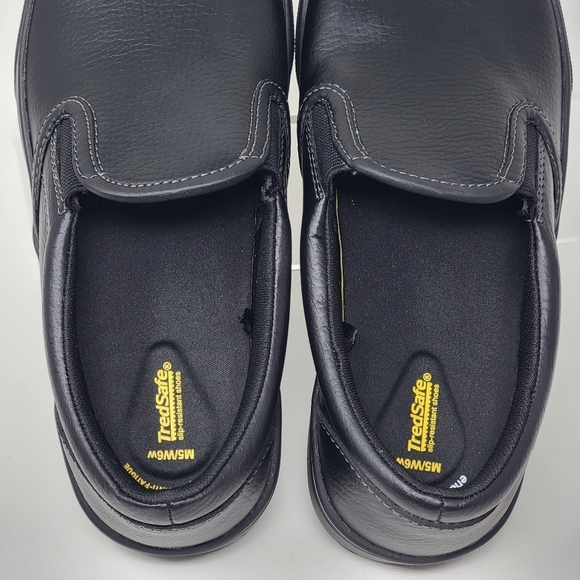 Tredsafe Shoes Mens 5 Womens 6 W Casual Slip On Loafer MNTR43SN003 Black Leather - Picture 9 of 9